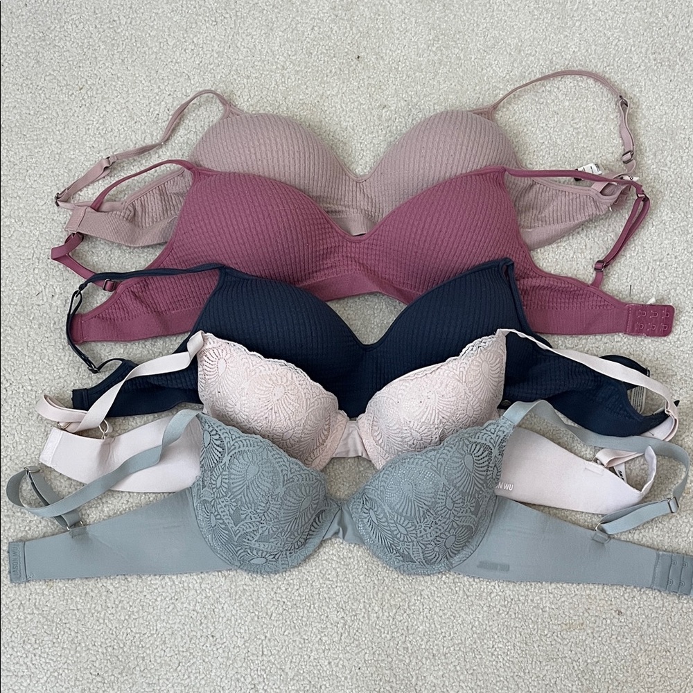 3 Lucky Brand & 2 Jason Wu Bra Set - Pink, Blue, Gray 5 Bras